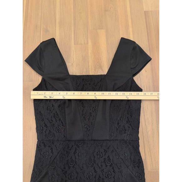 The Limited Black Lace Square Neck Cap Sleeve Sheath Dress Women's Small - Picture 2 of 6